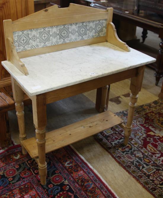 Victorian marble topped pine washstand